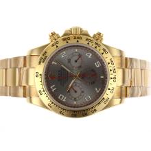 Rolex Daytona Working Chronograph Full Gold Number Markers with Gray Dial