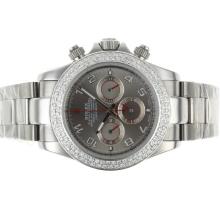 Rolex Daytona Working Chronograph Diamond Bezel Number Markers with Gray Dial