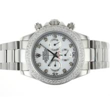 Rolex Daytona Working Chronograph Diamond Bezel and Markers with White Dial