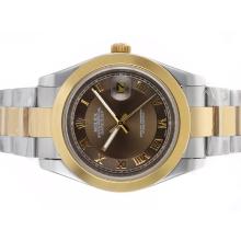 Rolex Datejust II Automatic Two Tone Roman Markers with Brown Dial