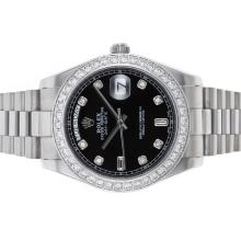 Rolex Day-Date II Automatic Diamond Bezel and Markers with Black Dial 1