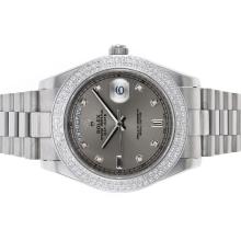 Rolex Day-Date II Automatic Diamond Bezel and Markers with Gray Dial