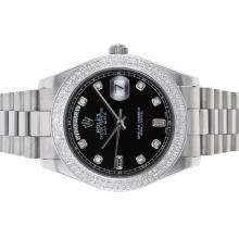Rolex Day-Date II Automatic Diamond Bezel and Markers with Black Dial