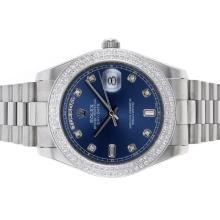 Rolex Day-Date II Automatic Diamond Bezel and Markers with Blue Dial