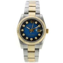 Rolex Datejust Automatic Two Tone Diamond Markers with Blue Dial