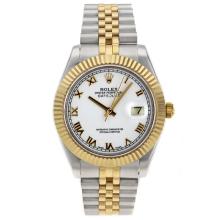 Rolex Datejust II Swiss ETA 2836 Movement Two Tone Roman Markers with White Dial