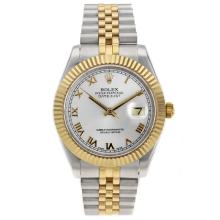 Rolex Datejust II Swiss ETA 2836 Movement matic Two Tone Roman Markers with Silver Dial