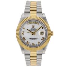 Rolex Day-Date II Swiss ETA 2836 Movement Two Tone Roman Markers with MOP Dial