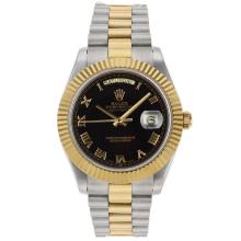 Rolex Day-Date II Swiss ETA 2836 Movement Two Tone Roman Markers with Black Dial 1