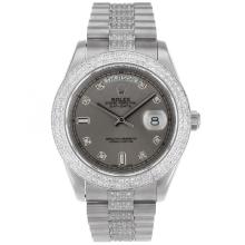 Rolex Day-Date II Swiss ETA 2836 Movement Diamond Markers and Bezel with Gray Dial 2