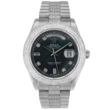 Rolex Day-Date II Swiss ETA 2836 Movement Diamond Markers and Bezel with Black MOP Dial 2