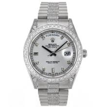 Rolex Day-Date II Swiss ETA 2836 Movement Diamond Markers and Bezel with Silver Dial 1