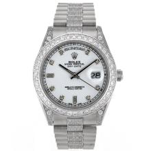 Rolex Day-Date II Swiss ETA 2836 Movement Diamond Markers and Bezel with White Dial 1