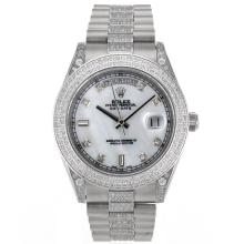 Rolex Day-Date II Swiss ETA 2836 Movement Diamond Markers and Bezel with MOP Dial