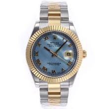 Rolex Datejust II Swiss ETA 2836 Movement Two Tone Roman Markers with Blue MOP Dial