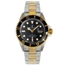 Rolex Submariner Swiss ETA 2836 Movement 14K Wrapped Gold Two Tone Case with Black Dial Green SUB Markers