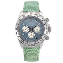 Rolex Daytona Working Chronograph Diamond Markers and Blue MOP Dial Green Leather Strap