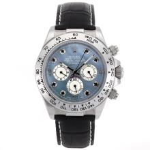 Rolex Daytona Working Chronograph Black Diamond Markers and Blue MOP Dial Leather Strap