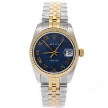 Rolex Datejust Swiss ETA 2836 Movement Two Tone Roman Markers with Blue Computer Dial Mid Size