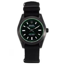 Rolex Milgauss Bamford Automatic PVD Case with Black Dial Nylon Strap-Tinted Green Glass