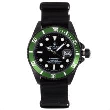 Rolex Submariner Automatic PVD Case Green Bezel with Black Dial Nylon Strap