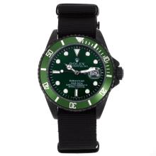 Rolex Submariner Automatic PVD Case with Green Dial and Bezel-Nylon Strap