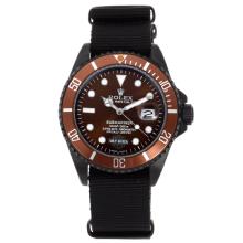 Rolex Submariner Harley-Davidson Automatic PVD Case with Brown Dial and Bezel-Nylon Strap