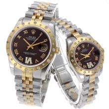 Rolex Datejust Automatic Two Tone Roman Markers with Brown Dial Sapphire Glass