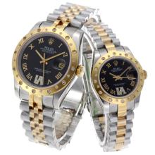 Rolex Datejust Automatic Two Tone Roman Markers with Black Dial Sapphire Glass