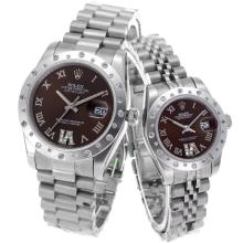 Rolex Datejust Automatic Roman Markers with Brown Dial S/S-Sapphire Glass