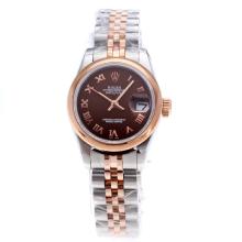 Rolex Datejust Swiss ETA 2671 Movement Two Tone Roman Markers with Brown Dial Lady Size-4