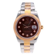 Rolex Datejust II Swiss ETA 2836 Movement Two Tone Diamond Markers with Brown Dial 1