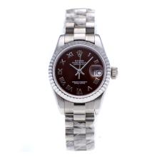 Rolex Datejust Swiss ETA 2671 Movement Roman Markers with Brown Dial S/S-Lady Size-3