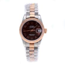 Rolex Datejust Swiss ETA 2671 Movement Two Tone Roman Markers with Brown Dial Lady Size-2