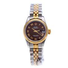 Rolex Datejust Swiss ETA 2671 Movement Two Tone Roman Markers with Brown Dial Lady Size-1