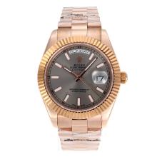 Rolex Day-Date II Swiss ETA 2836 Movement Full Rose Gold Stick Markers with Gray Dial