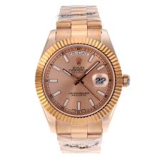Rolex Day-Date II Swiss ETA 2836 Movement Full Rose Gold Stick Markers with Champagne Dial