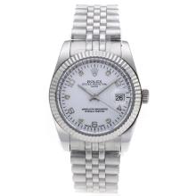 Rolex Datejust Automatic Diamond/Number Markers with White Dail S/S-Sapphire Glass