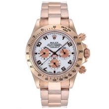 Rolex Daytona Working Chronograph Full Rose Gold Number Markers with White Dial
