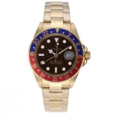 Rolex GMT-Master II Automatic Full Gold Red/Blue Bezel with Brown Dial