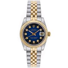 Rolex Datejust Automatic Two Tone Diamond Markers with Blue Dial Mid Size