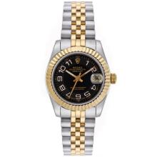 Rolex Datejust Automatic Two Tone Number Markers with Black Dial Mid Size-1