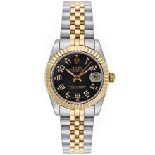 Rolex Datejust Automatic Two Tone Number Markers with Black Dial Mid Size