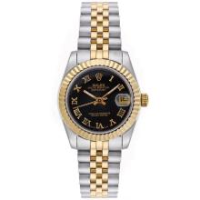 Rolex Datejust Automatic Two Tone Roman Markers with Black Dial Mid Size