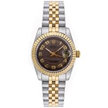 Rolex Datejust Automatic Two Tone Number Markers with Brown Wave Dial Mid Size