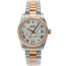 Rolex Datejust Swiss ETA 2836 Movement Two Tone Roman Markers with White Dial S/S Mid Size-3