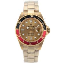 Rolex Submariner Automatic Full Gold Black/Red Bezel with Golden Dial