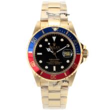Rolex Submariner Automatic Full Gold Blue/Red Bezel with Black Dial