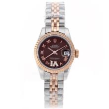 Rolex Datejust Swiss ETA 2671 Movement Two Tone Roman Markers with Brown Dial S/S-Lady Size-2