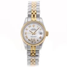 Rolex Datejust Swiss ETA 2671 Movement Two Tone Roman Markers with White Dial Lady Size